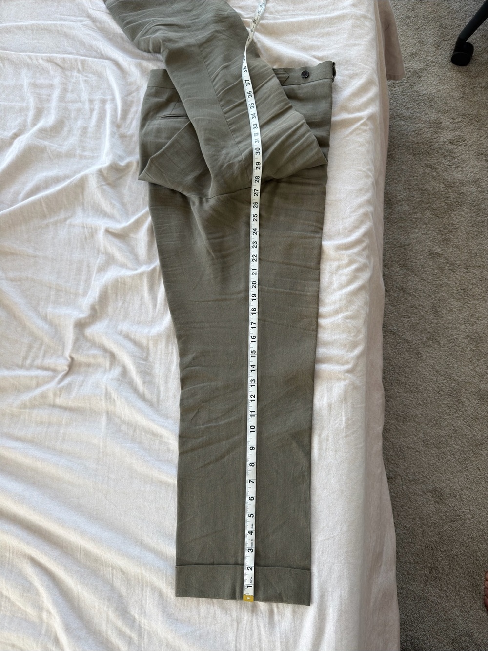 Olive linen cotton blend trousers - Picture 5 of 5